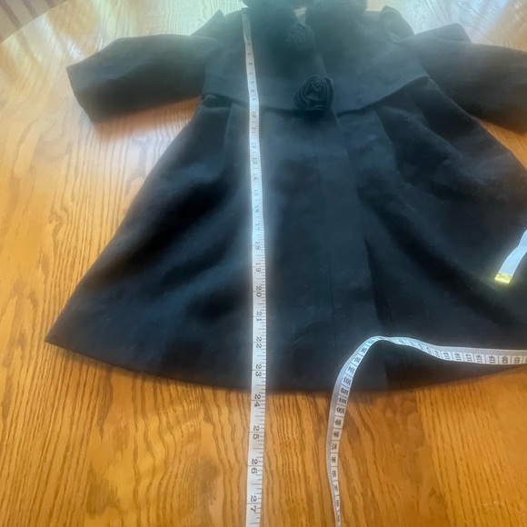 Rothschild Dark Gray Wool Blend Pleated Dress Coat Girls 3 Faux Fur Collar - Picture 4 of 9